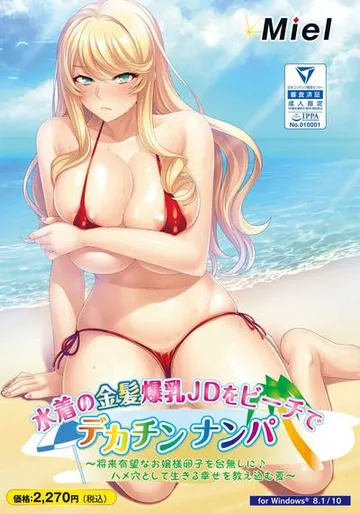 水着の金髪爆乳JDをビーチでデカチンナンパ ～将来有望なお嬢様卵子を台無しに♪ハメ穴として生きる幸せを教え込む夏～ 封面